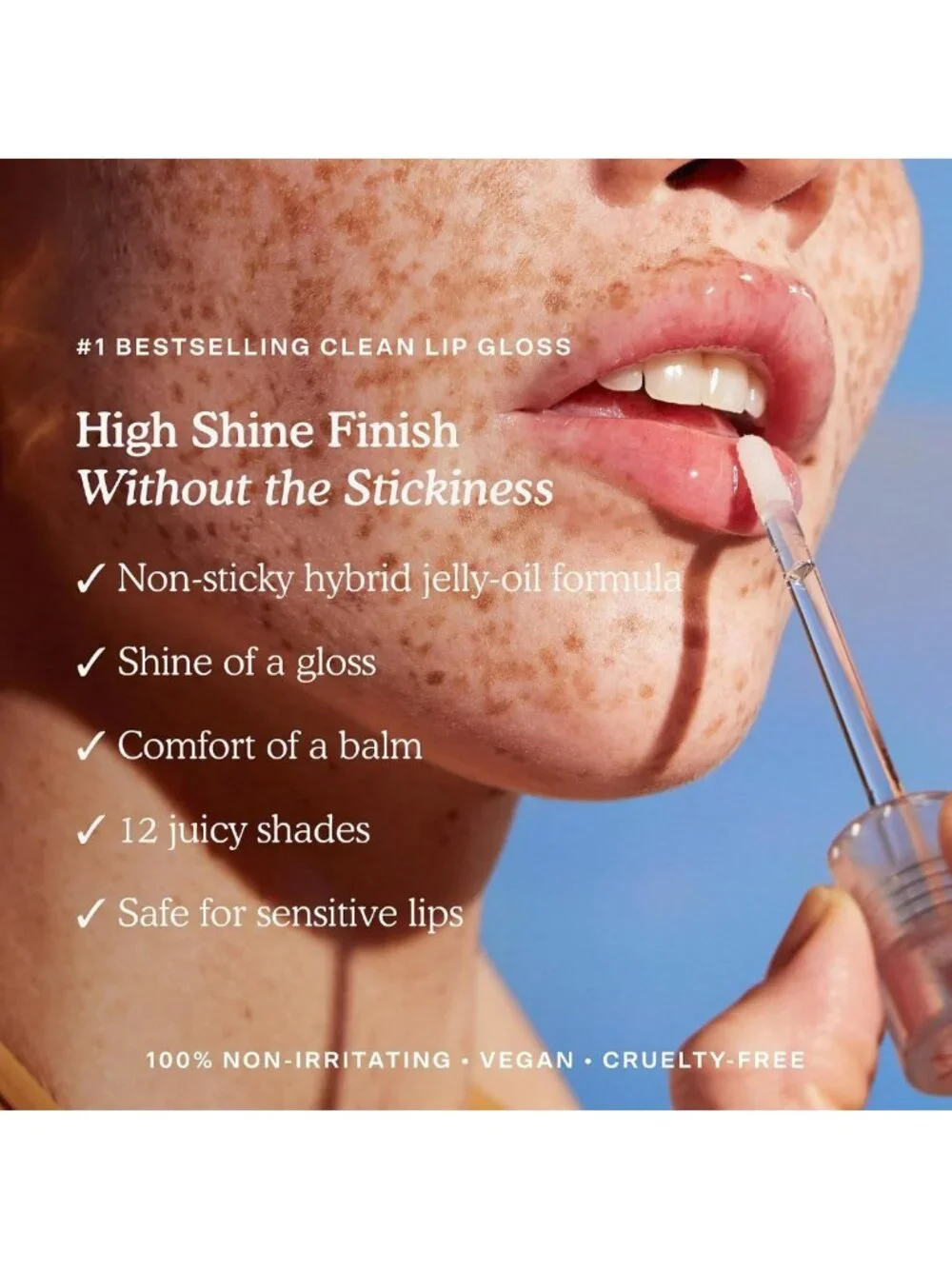 Hydrating Shimmery Lip Gloss Jelly - Non-Sticky High-Shine Balm for Sensitive
